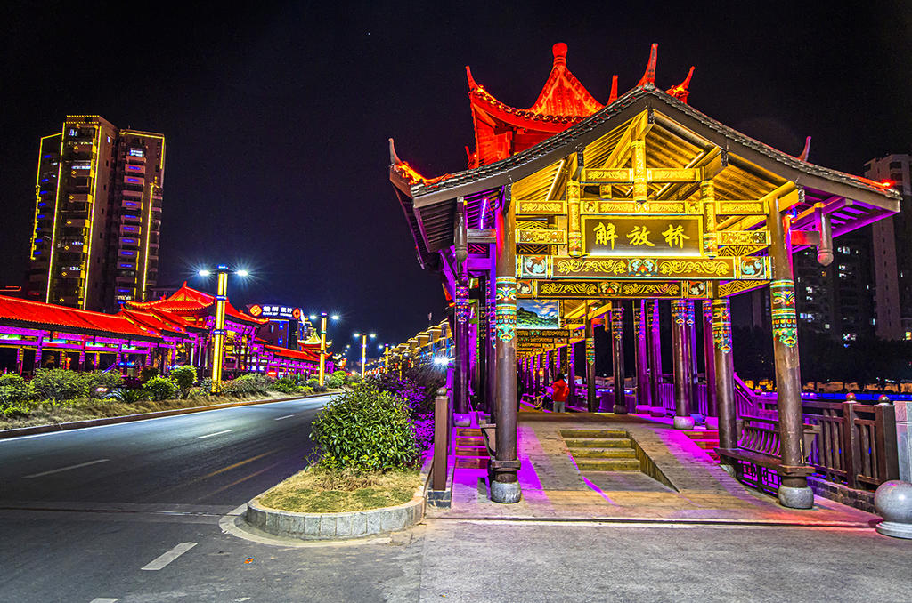 江西赣州全南夜色,古色古香灯火阑珊,只等你来