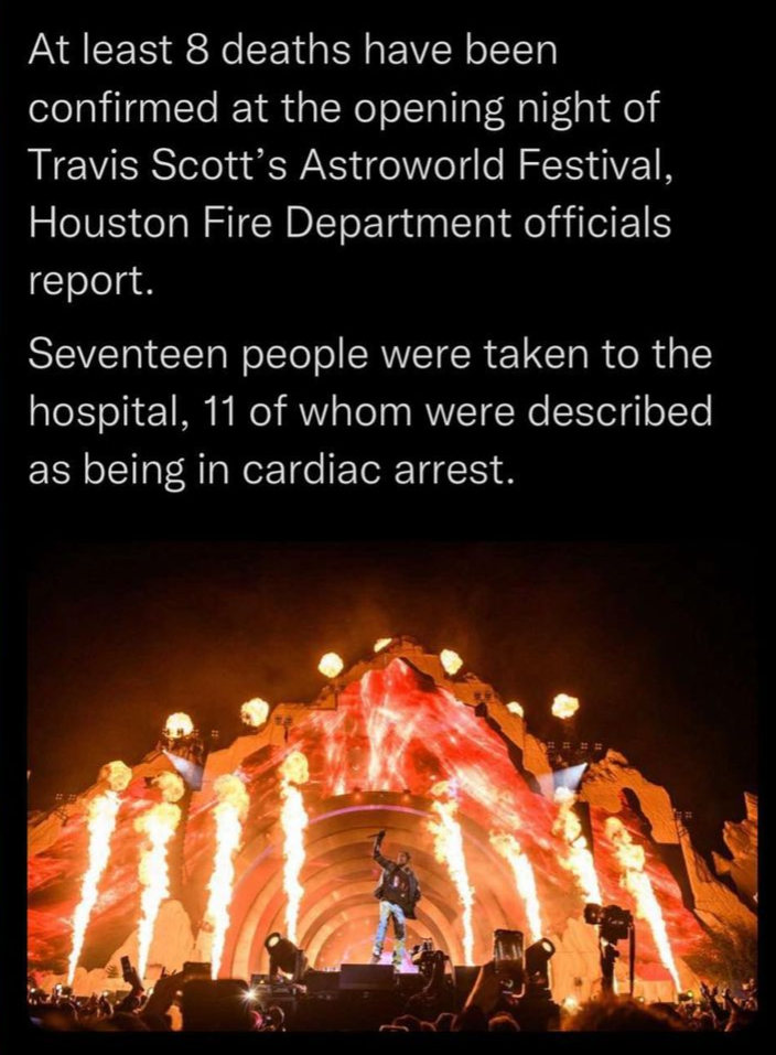 travisscott音乐节表演造成至少8人死亡