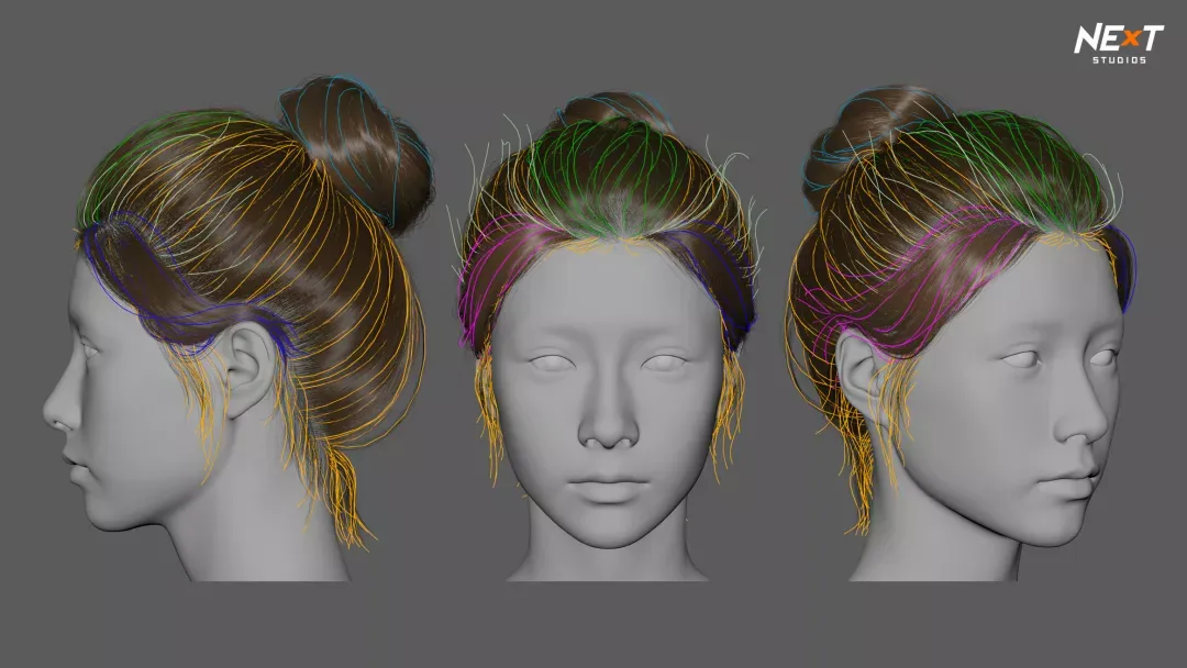 为了模拟真实,专业发型师为模特打造了真实发型效果,通过扫描建模