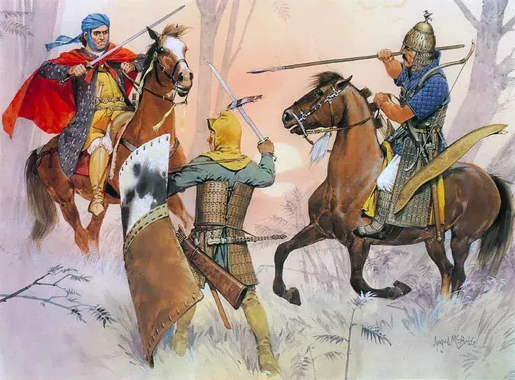 后来入侵北印度的白匈奴骑兵也会携带步兵助战
