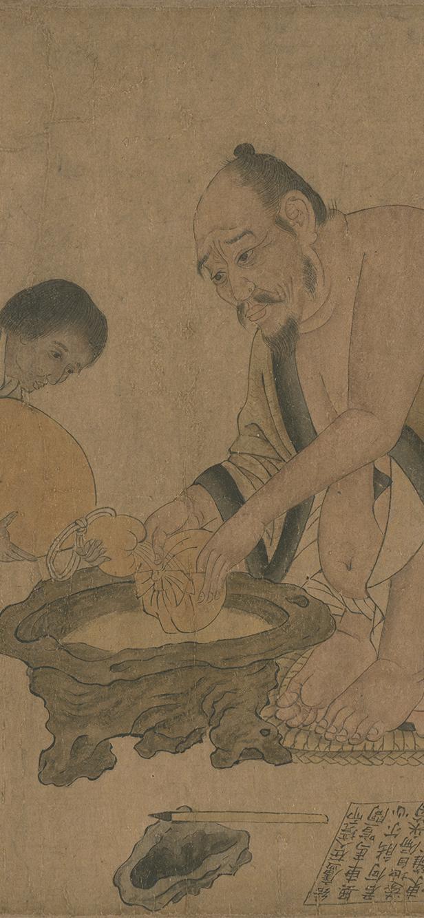 展出现场的唐代陆曜(传) 《六逸图卷》