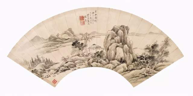 桂良 山水 扇面