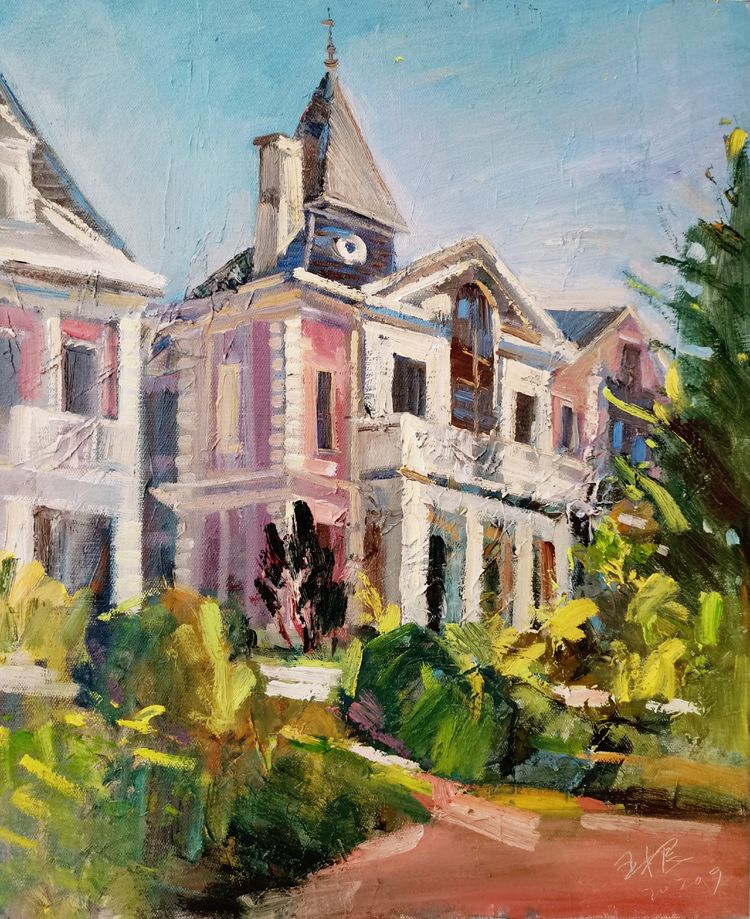 《欧洲风情别墅》油画 50x60cm 2020.9月 王根
