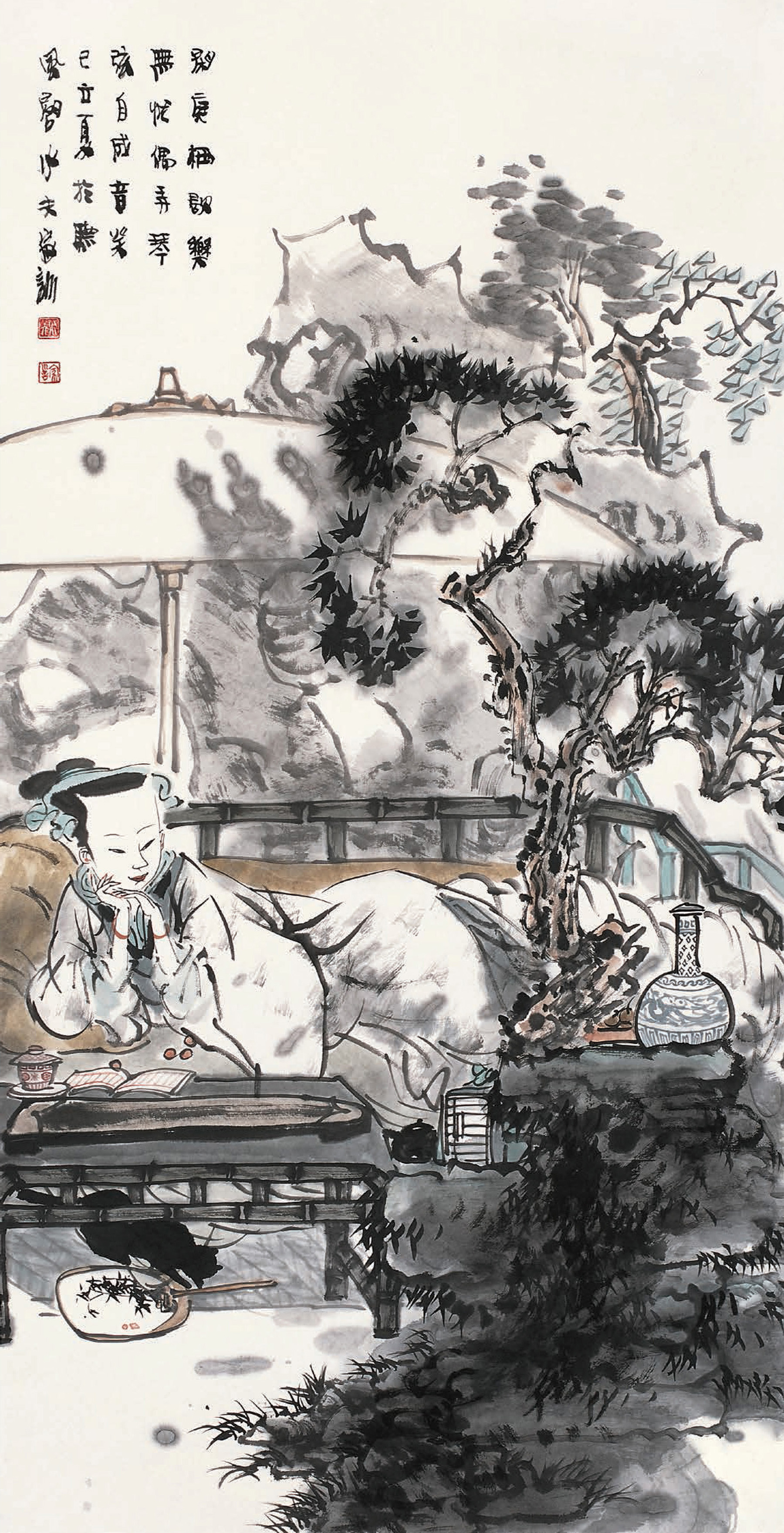 王家训国画仕女图:读出一份平和,享受远离喧嚣的闲逸