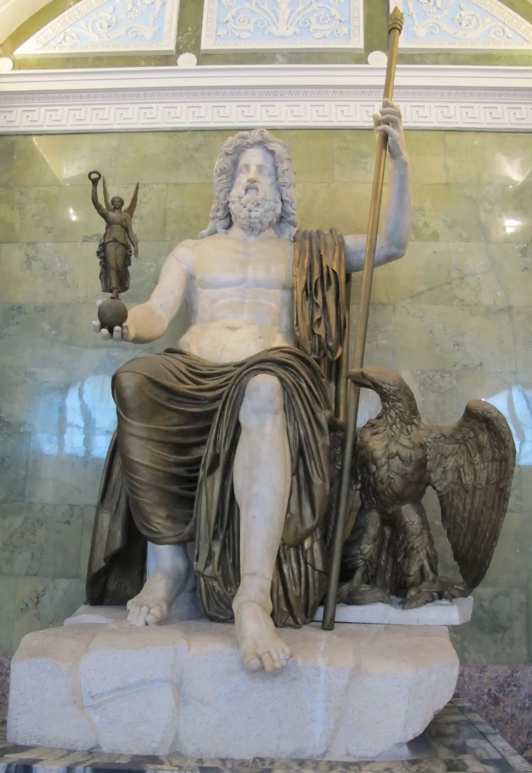 [古希腊] 菲迪亚斯《奥林匹亚宙斯坐像》(想象图),大理石镶嵌象牙