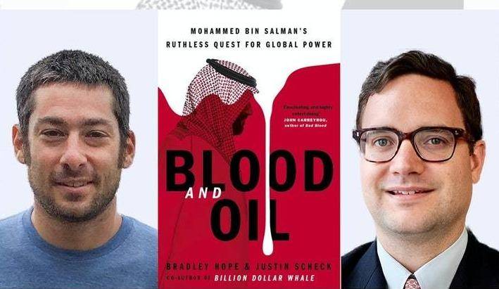 2020年，两名记者布拉德利·霍普（右）和贾斯汀·谢科（左）共同出版了《血与油：沙特王储穆罕默德·本·萨勒曼对全球权力的无情追求》，揭露沙特王储的丑闻。图片：twitter