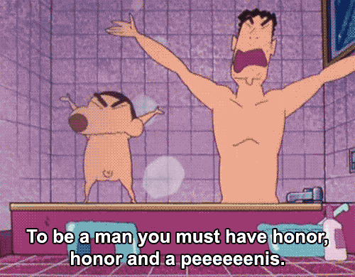“要想成为一个男人，你必须得有荣耀和小弟弟！” | giphy