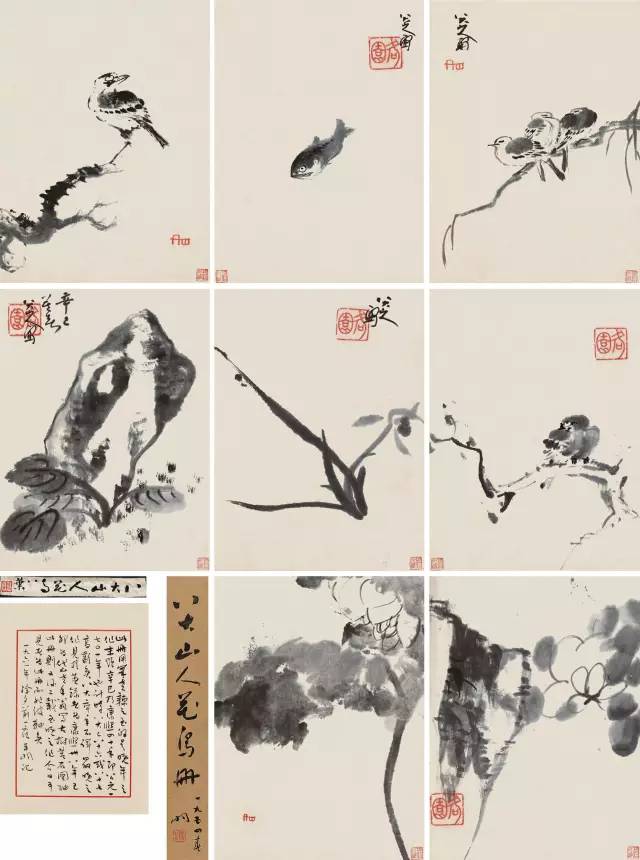 水墨画 鶴 掛軸 八大山人 朱耷 水墨花鳥図 清 八大山人40幅千万级拍品高清欣赏