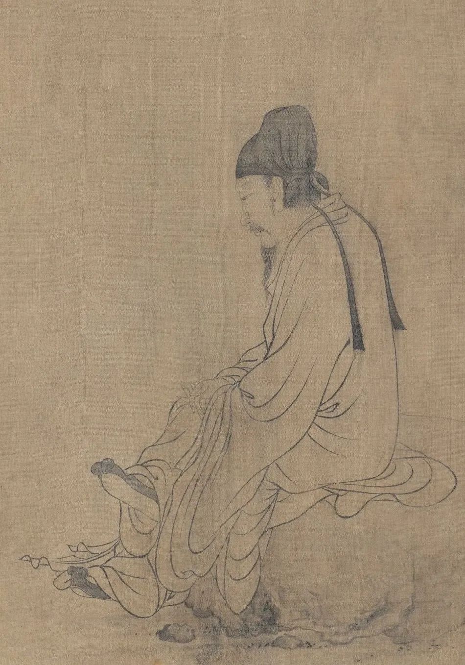 元 王振鹏 伯牙鼓琴图. 局部