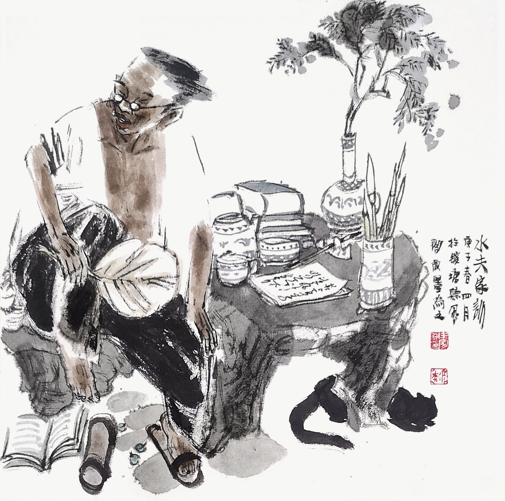 笔墨造型与趣味兼备王家训的人物画美感丰富