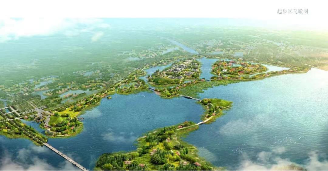 颍州西湖起步区鸟瞰图。 来源:阜阳发布