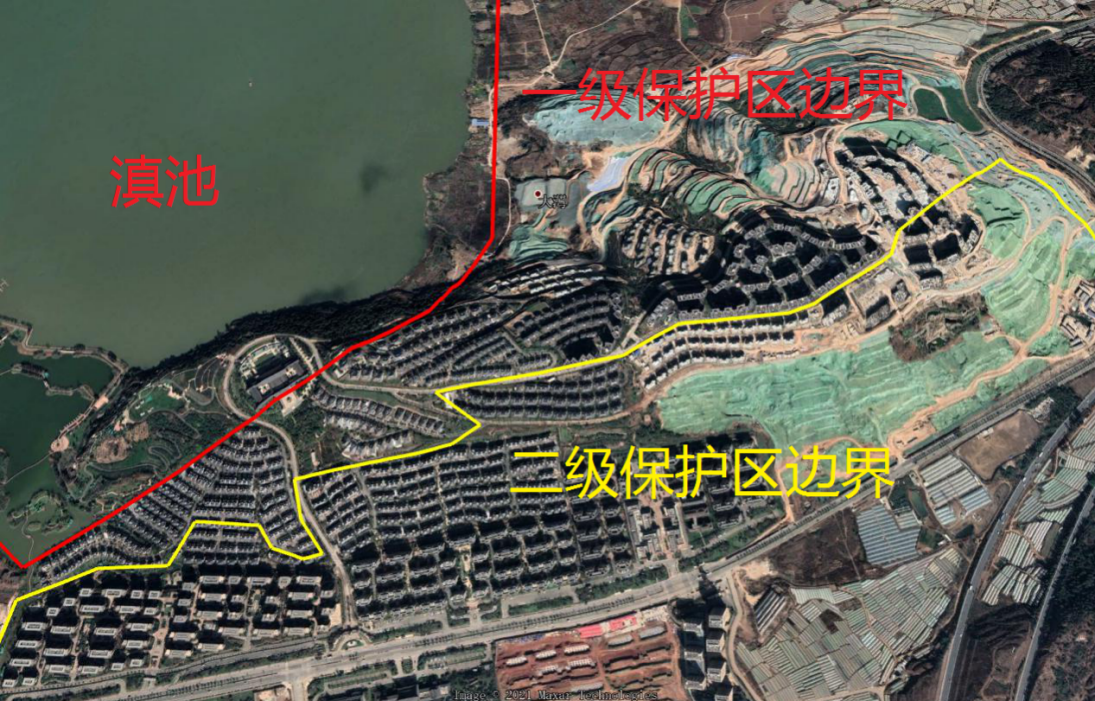 2021年1月卫星地图显示,长腰山90%以上区域已被开发为房地产项目,长腰