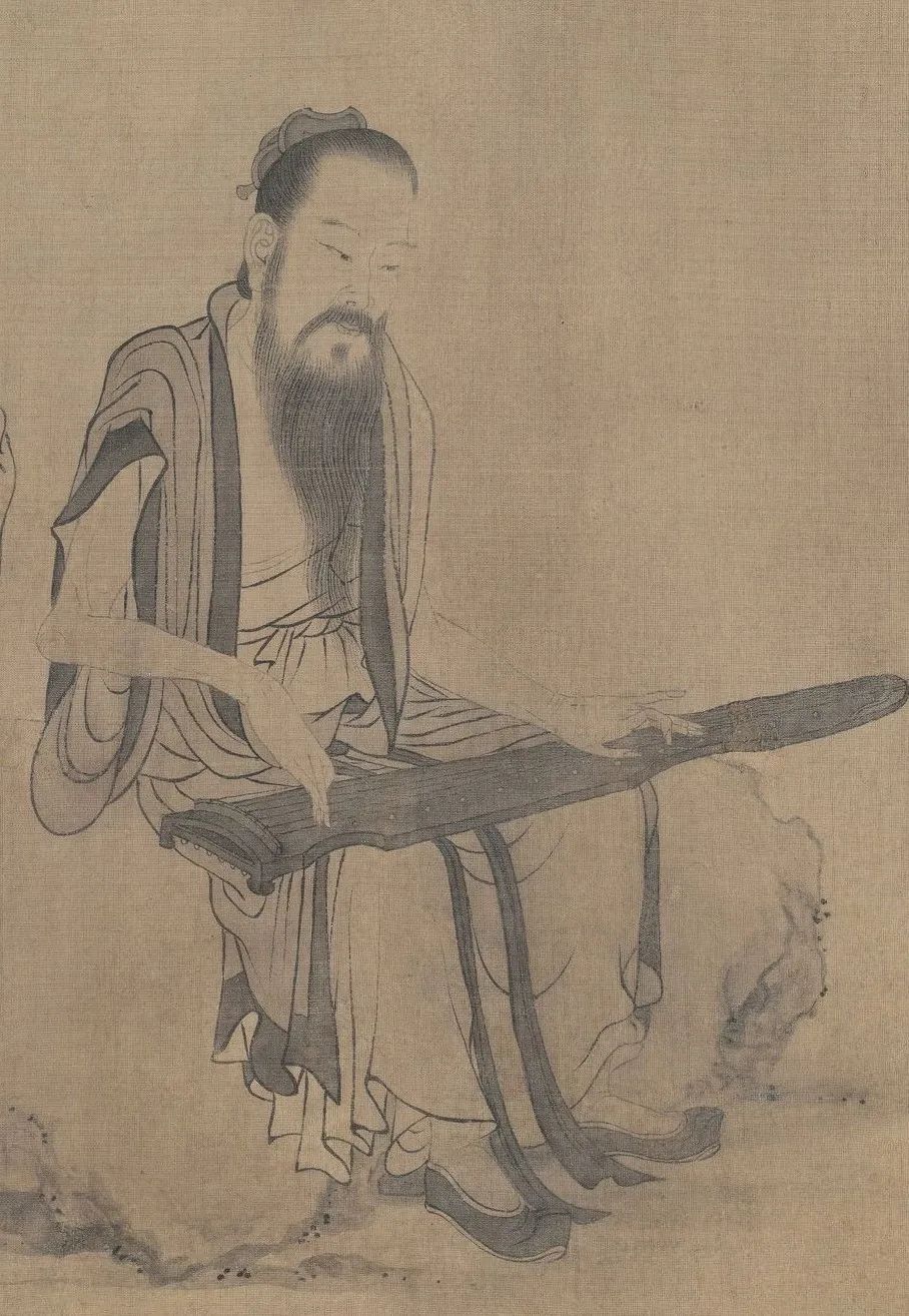 元 王振鹏 伯牙鼓琴图. 局部