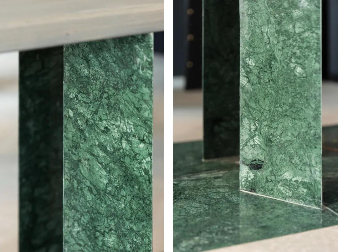 装修时,高杰找到了同款材料绿色水刷石被用在阳台,厨房和浴室的局部