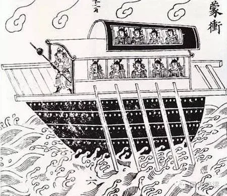 [宋]《武经总要》蒙冲。斗舰比西汉楼船型制小，降低了体量和重心，更适于内河水域里的航行 | 网络