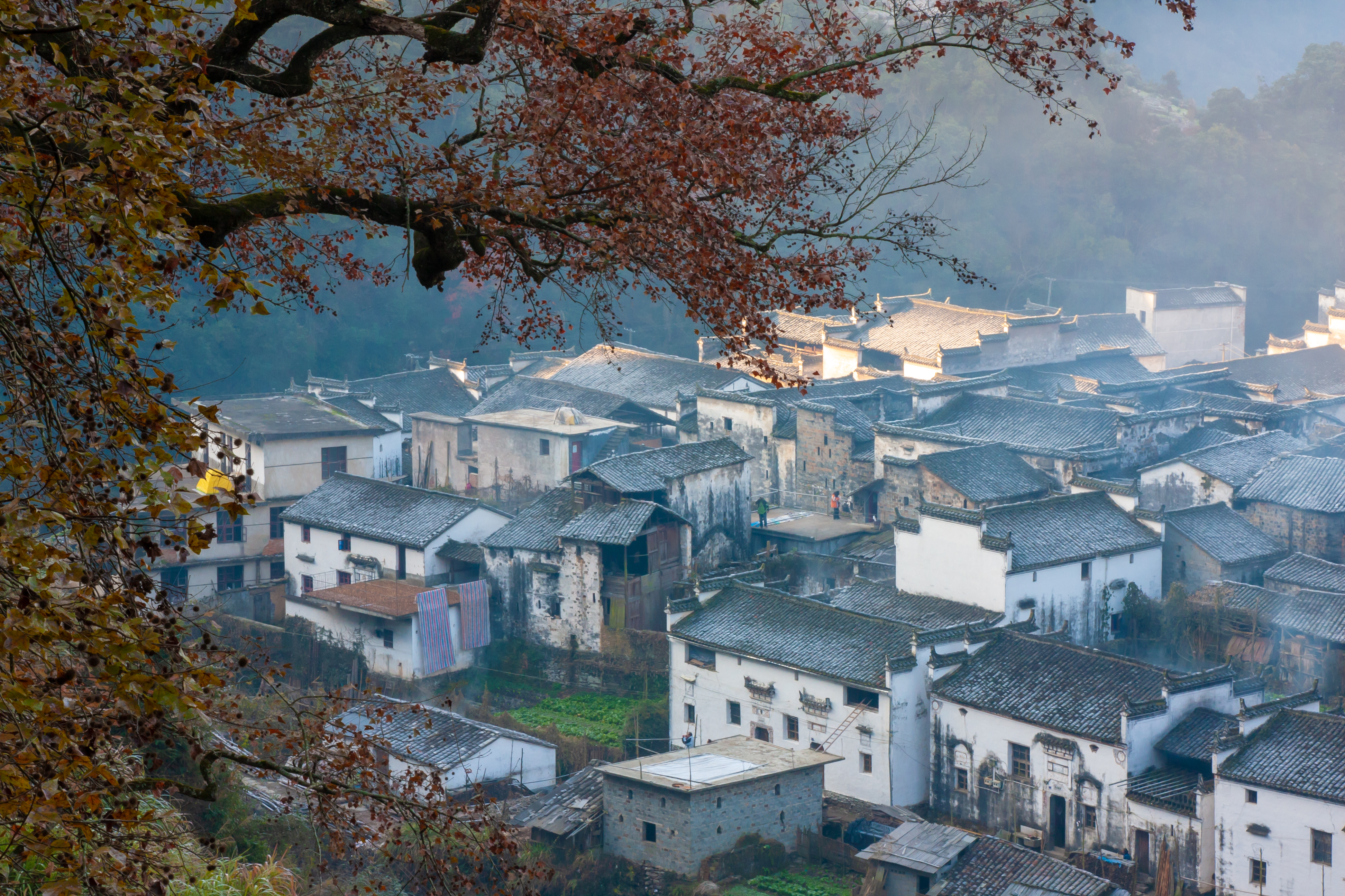 古代农村风景图图片