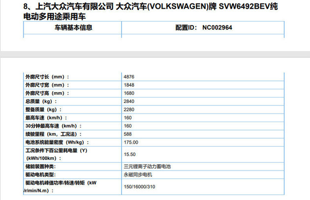 上汽大众id.6 x动力参数曝光 提供后驱和四驱可选