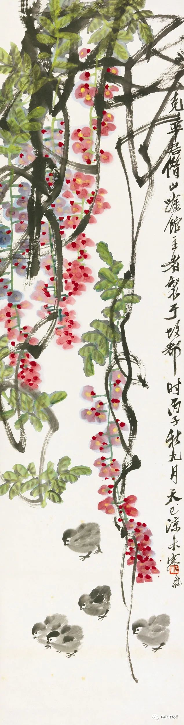 齐白石画紫藤飞蛇舞乱离草莽