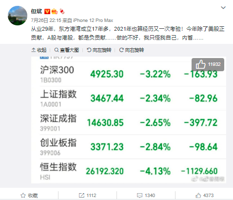 私募大佬但斌为业绩道歉,自称要内省,被同行质疑没诚意