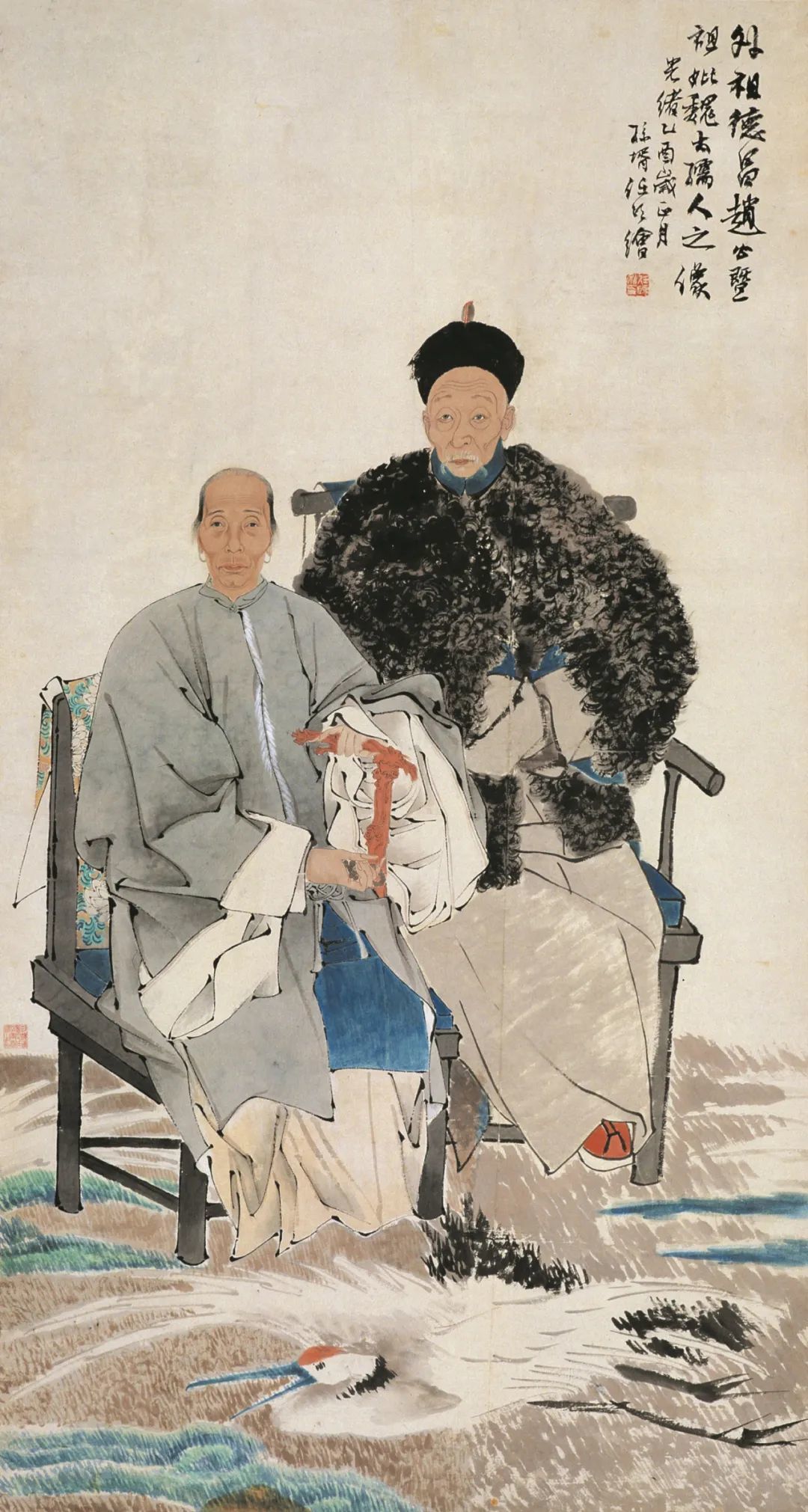 赵德昌夫妇像 任伯年 纸本设色  148.5cm&times;80cm 清 中国美术馆藏‍