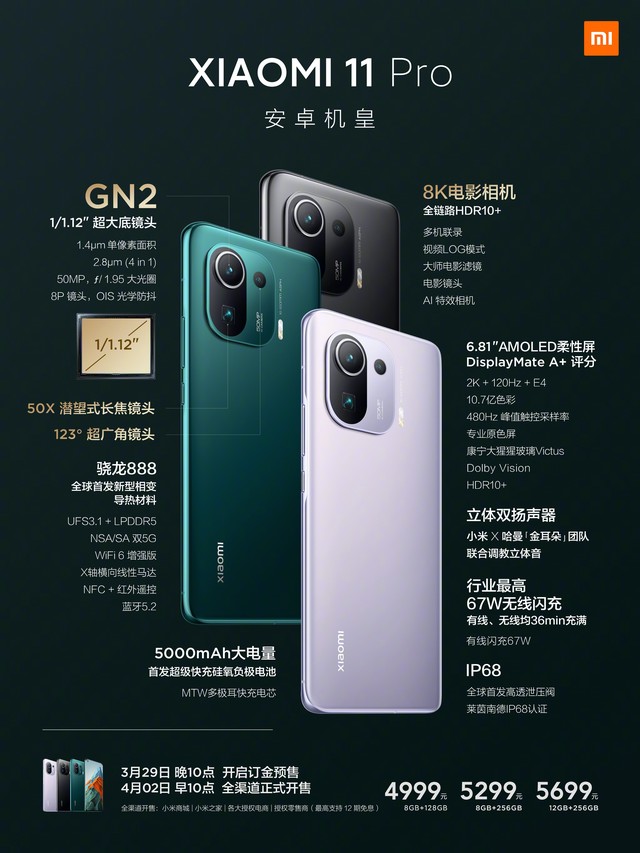 小米11 pro 参数图片