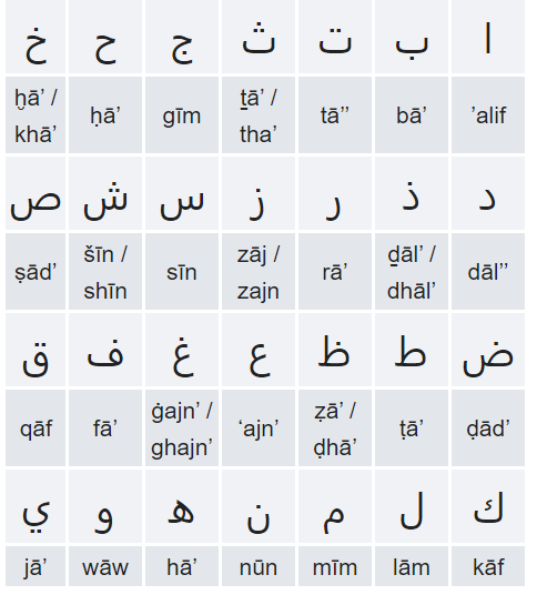 28个阿拉伯字母丨 wiki百科截图补充一些阿拉伯文字系统的小知识