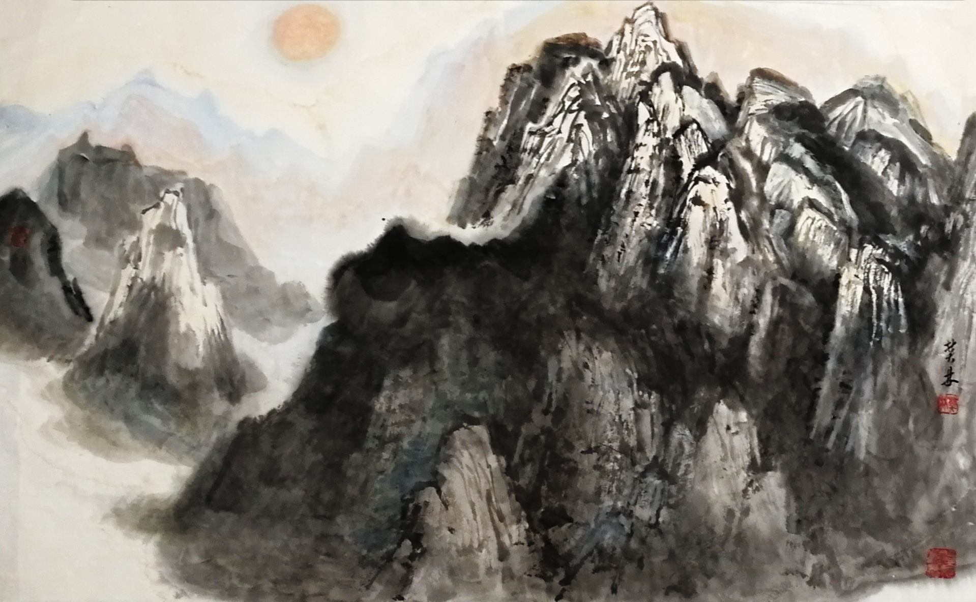 《狼牙山》之二 60x97cm 2021年作             讯,欢迎关注"望辰文化