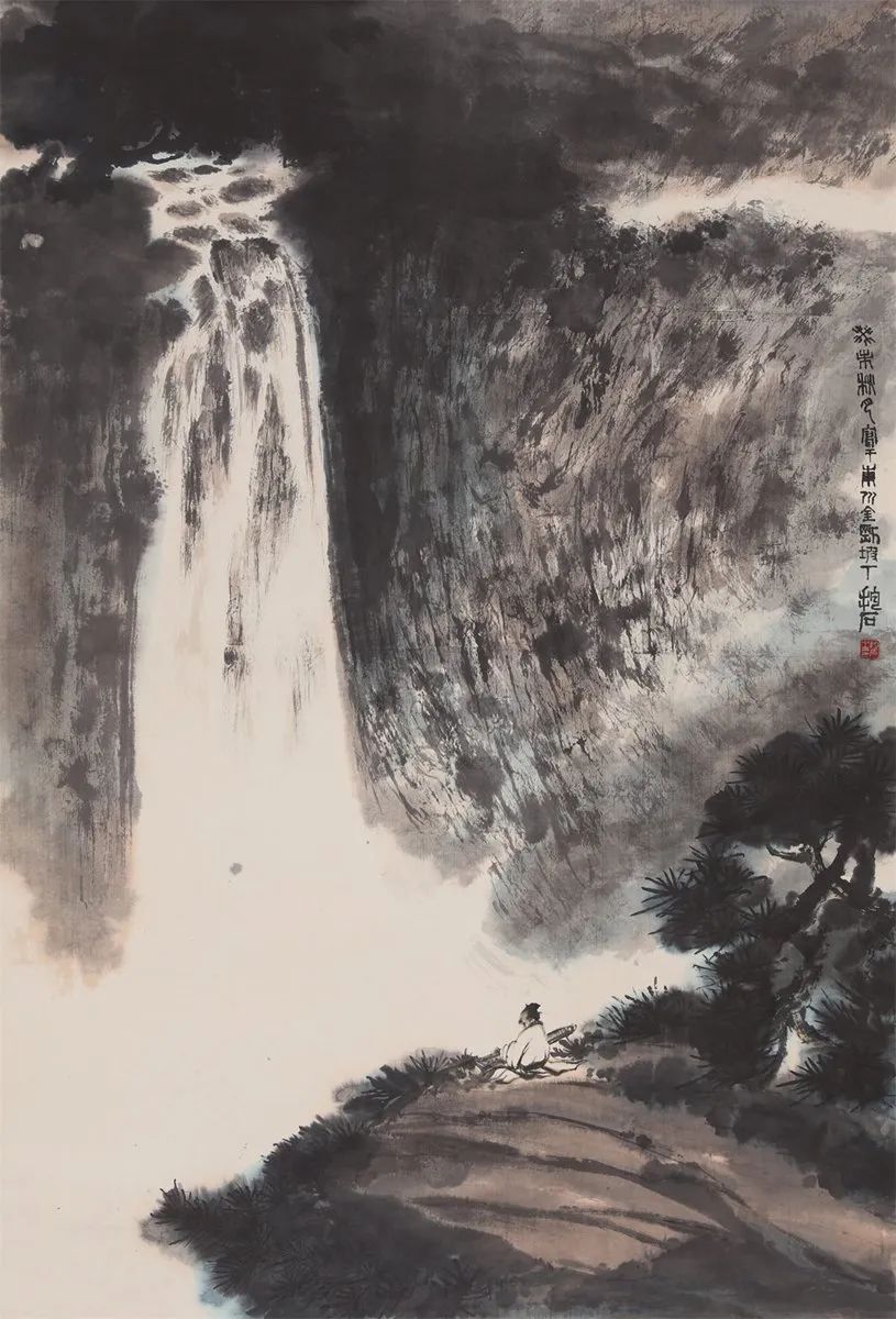傅抱石 《听泉高士》古人擅于画山水,因为他们把自己的精神寄托于山水
