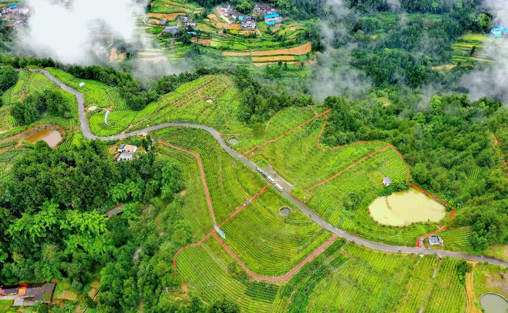 航拍旺苍美丽乡镇,云雾笼罩像是披上了一层轻纱,似仙女下凡!