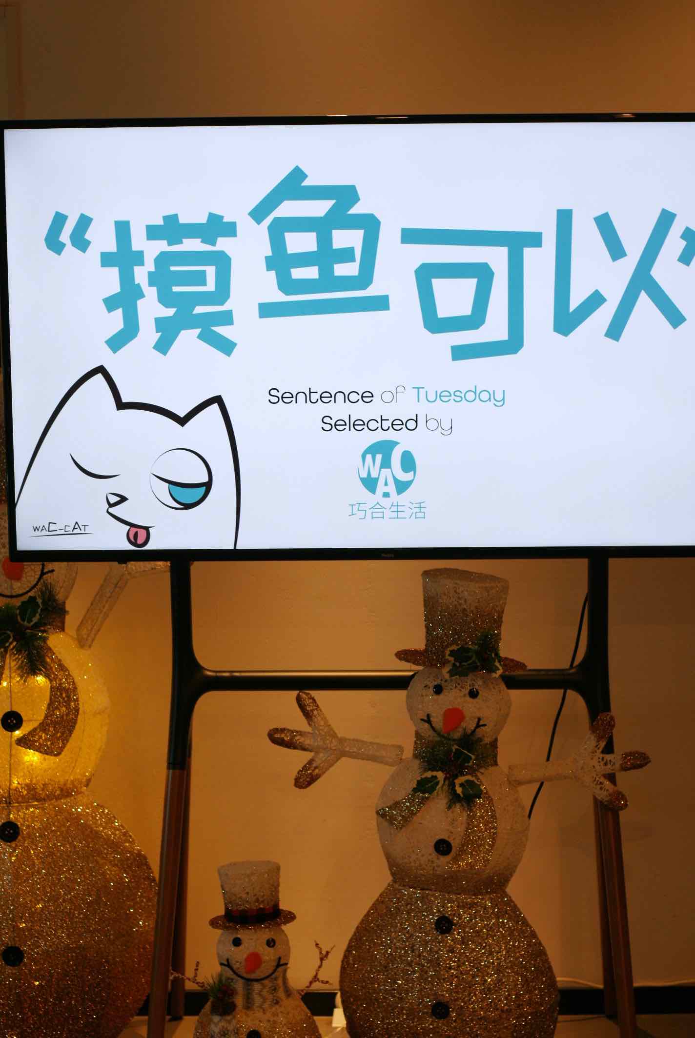 金都仁原创设计wac-cat的每日俏皮语 “周二,摸鱼可以”