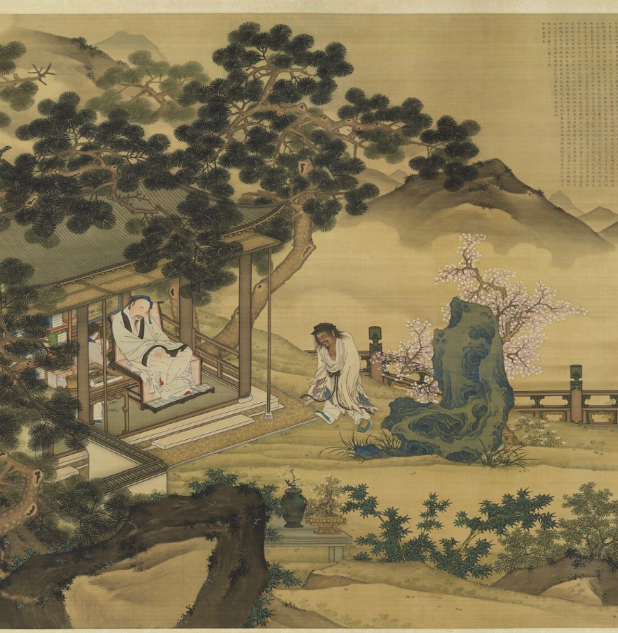 畫面左側題: 宋龔開善畫鬼,餘亦戲筆為之,落葉如雨,乃有此山魈林魅耶