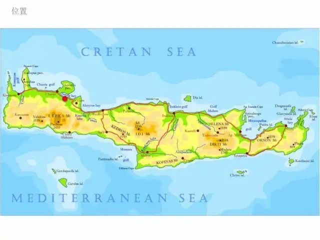 克里特岛地形图图片