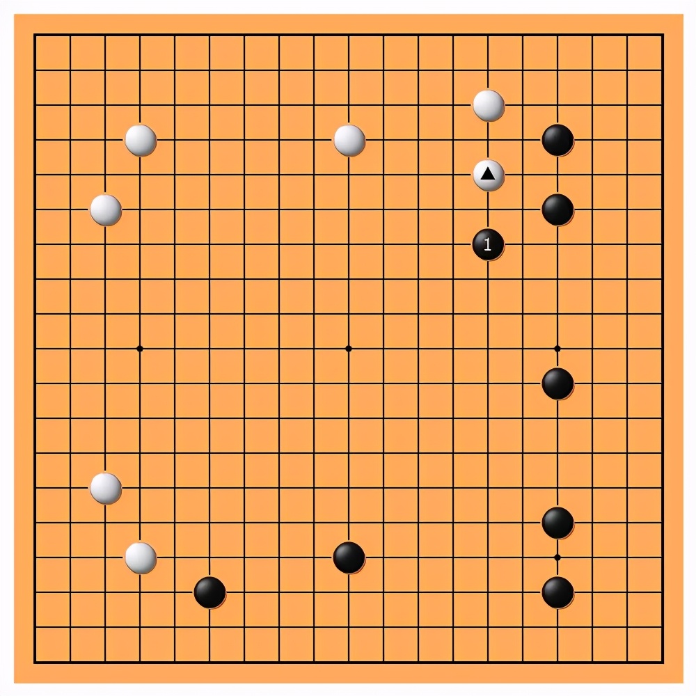 对于这种无忧角两翼张开的配合,白1镇是常用的侵消