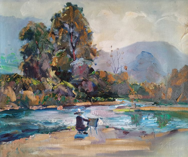 《大别山区》油画 50x60cm 2017年 王根