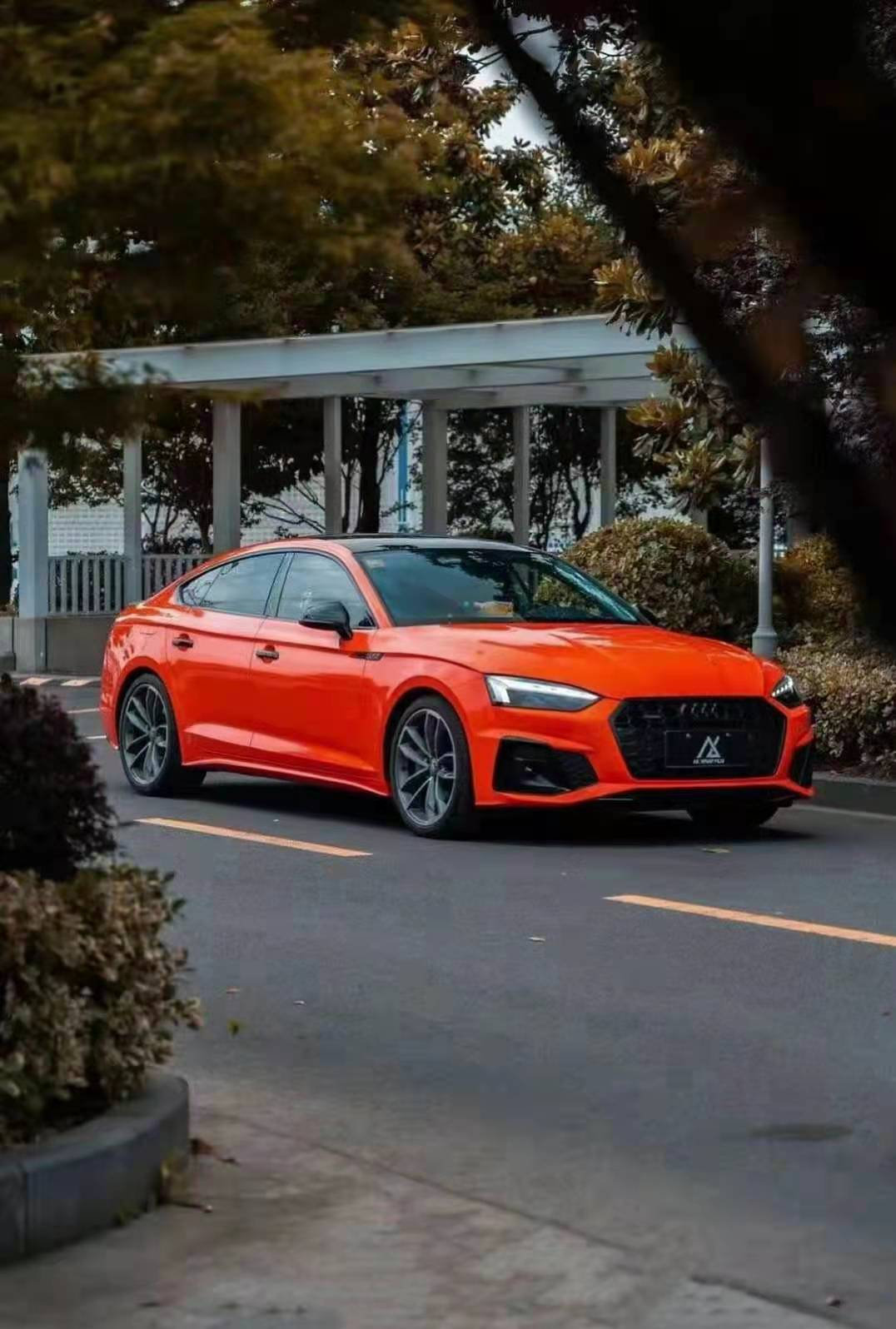 膜呗改色案例:奥迪a5改色高亮橙 鲜亮时尚感尽显__凤凰网