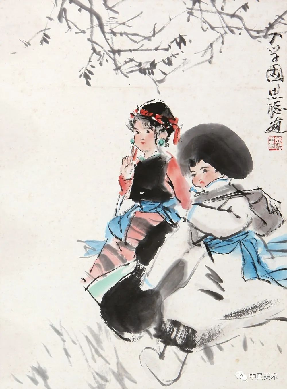 这是当代杰出的女画家周思聪画的一组趣味满满的水墨儿童画,她笔下的