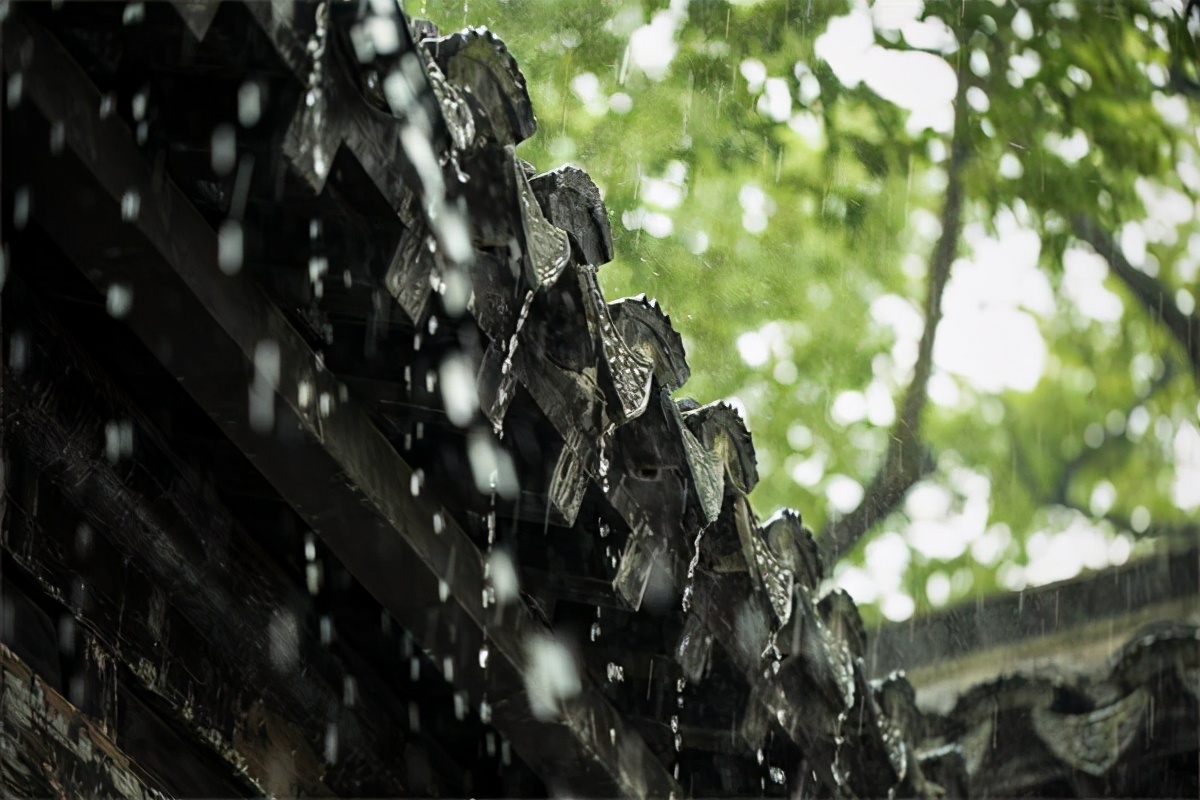 古风桥下春天春季雨水下雨绿色配图插画图片-千库网