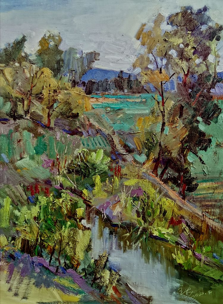 《黑山明代梁渔务古镇》油画 60x80cm 2020.7 王根