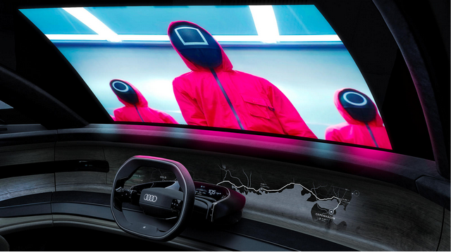 奥迪grand sphere前挡风玻璃显示屏全屏显示/电影示意图就3d全息图