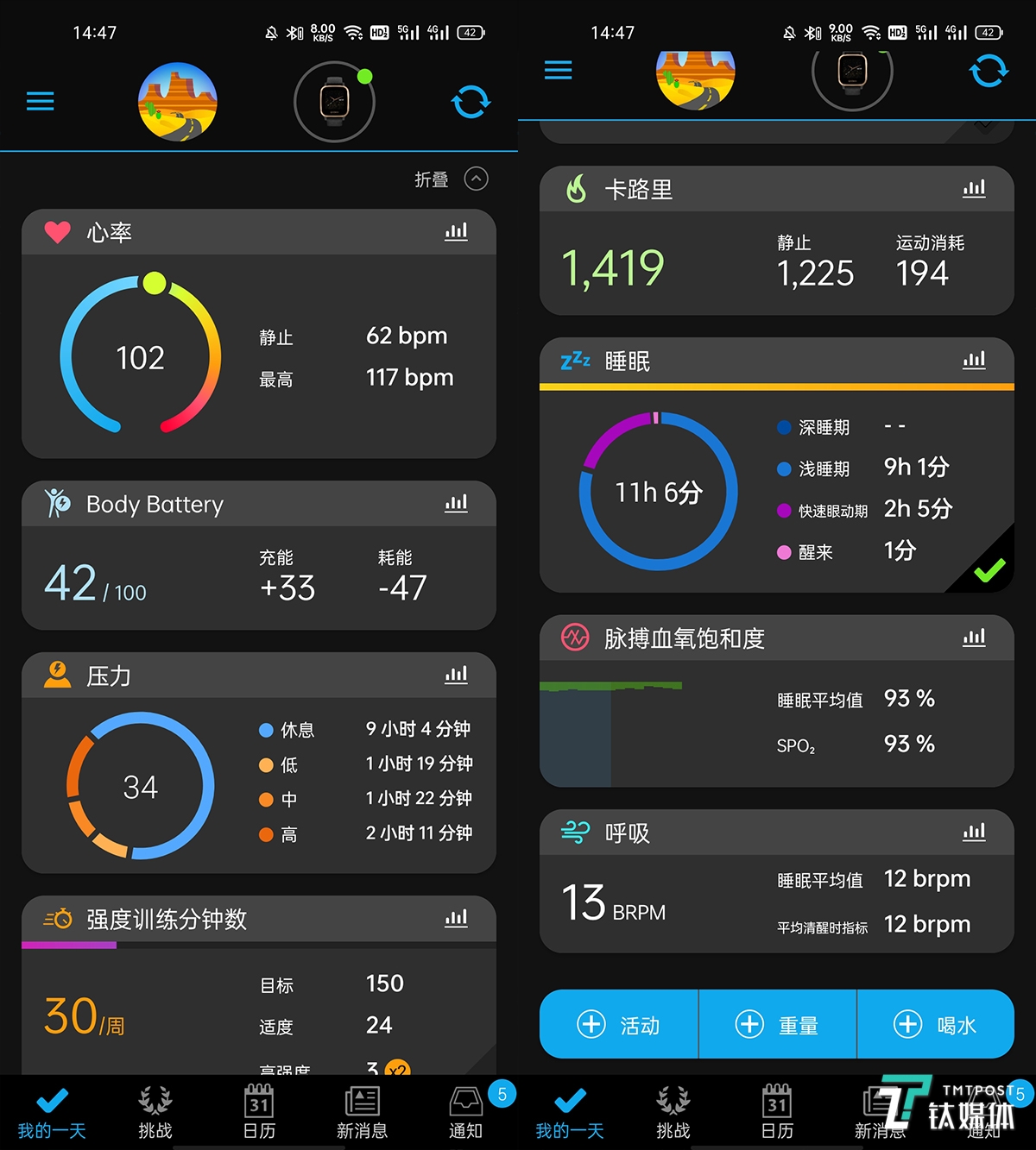 支持血氧心率实时监测佳明venusq音乐版评测