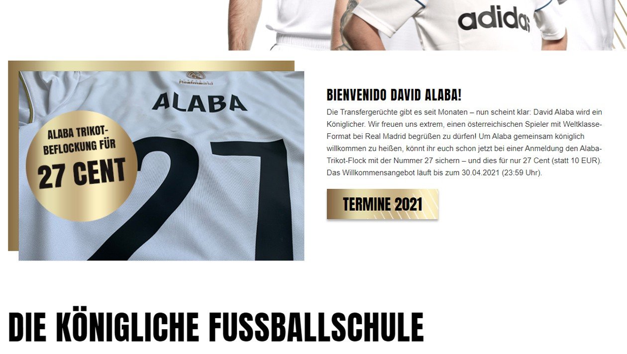 来真的?皇马在奥地利官方机构开始出售阿拉巴27号球衣