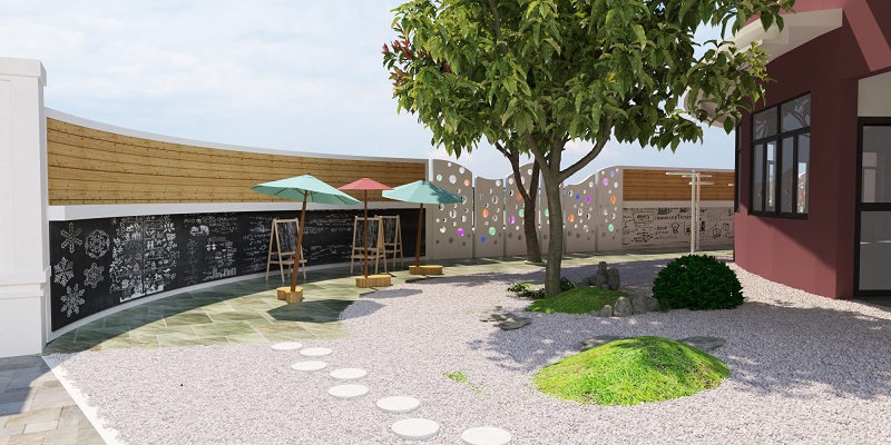 幼儿园设计案例:巧妙设计玩转校园户外空间,围墙也可以很有趣