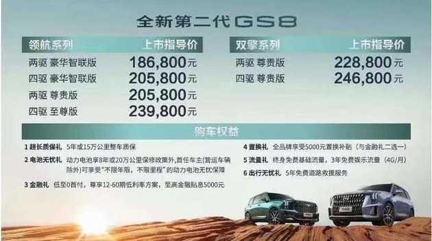 全新第二代GS8正式上市 售价