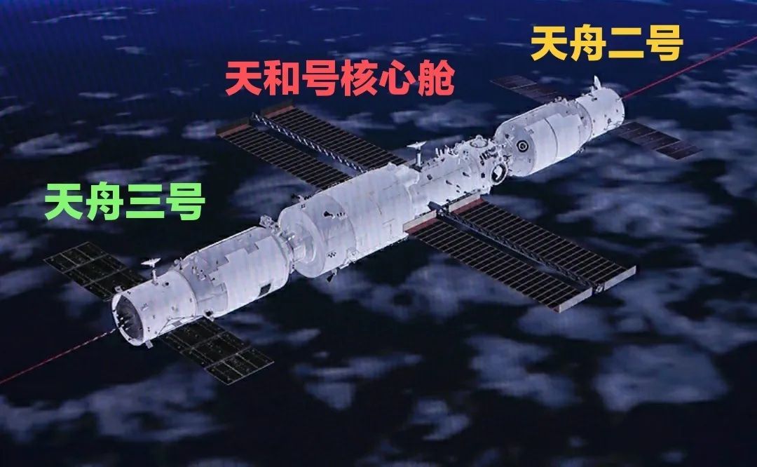 神舟十三号对接前的中国空间站三舱组合体状态 | BACC/我们的太空/B站@神舟十号SZ10