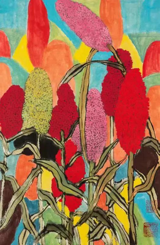 宋玉红高粱题材国画艺术展__凤凰网