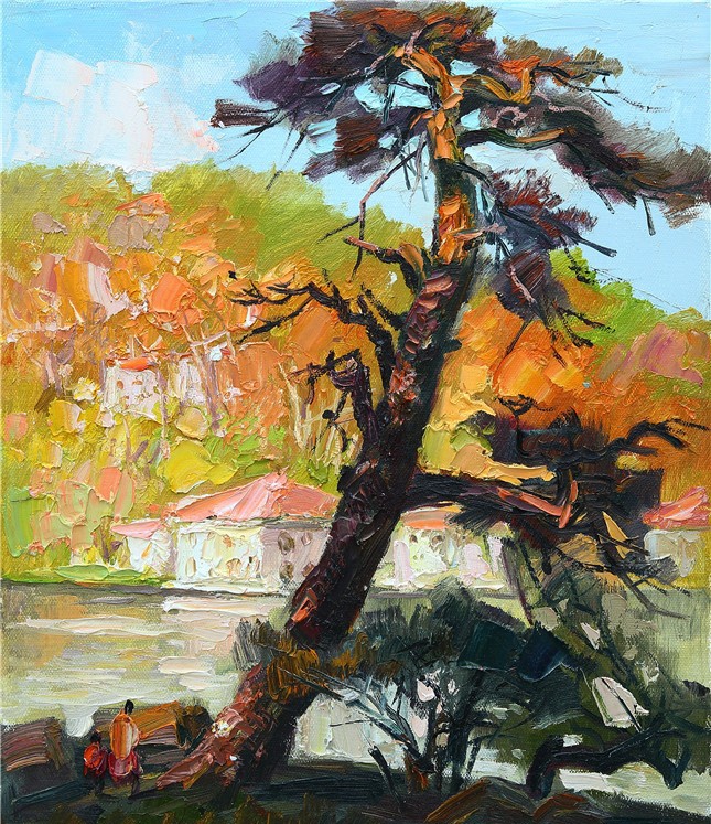 曹展云的油画有人物和风景,也有主题性创作.