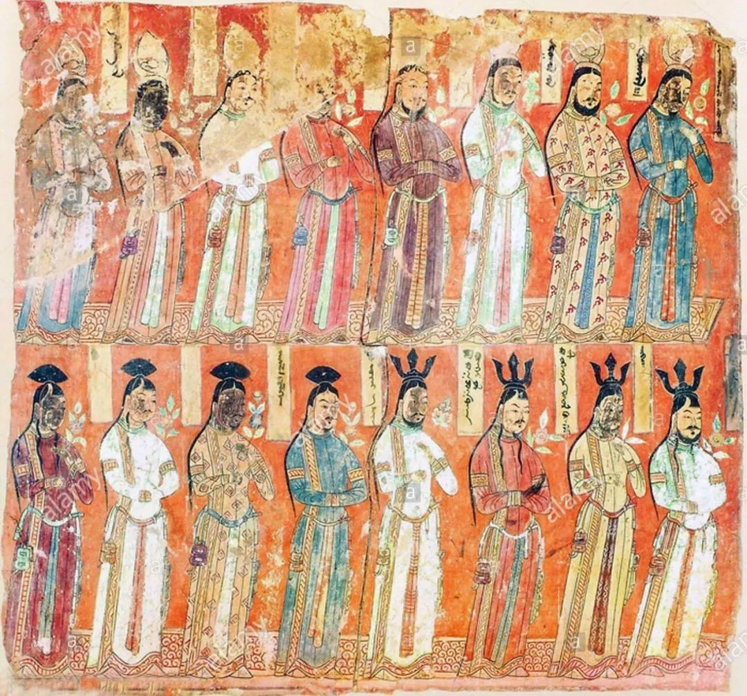 黄孤忠对回鹘可汗和女供养人的复原图: 一组关于西迁西域的回鹘人的