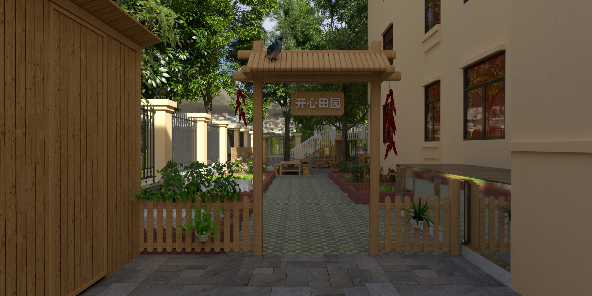 幼儿园设计案例:用地面铺装丰富校园的趣味性