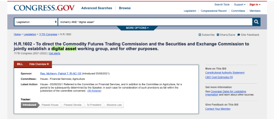 比特币等加密货币究竟是证券还是商品？美国国会将成立《数字资产法案》工作组插图
