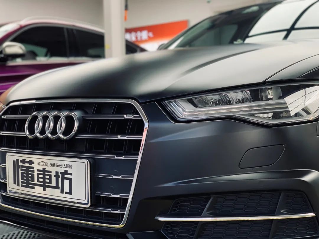 奥迪a6l改色哑光黑低调而有内涵